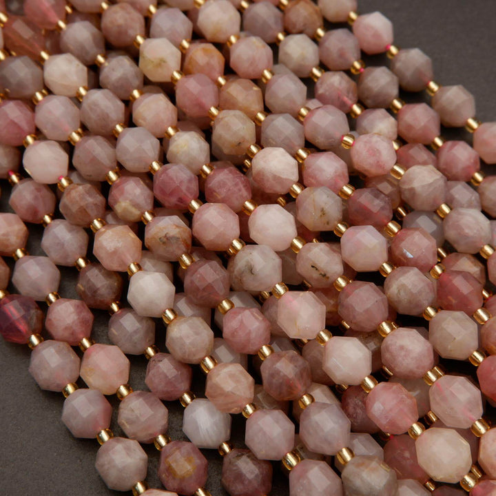 Madagascar Rose Quartz · Faceted · Prism · 8.5mm, 9mm, Tejas Beads, Beads