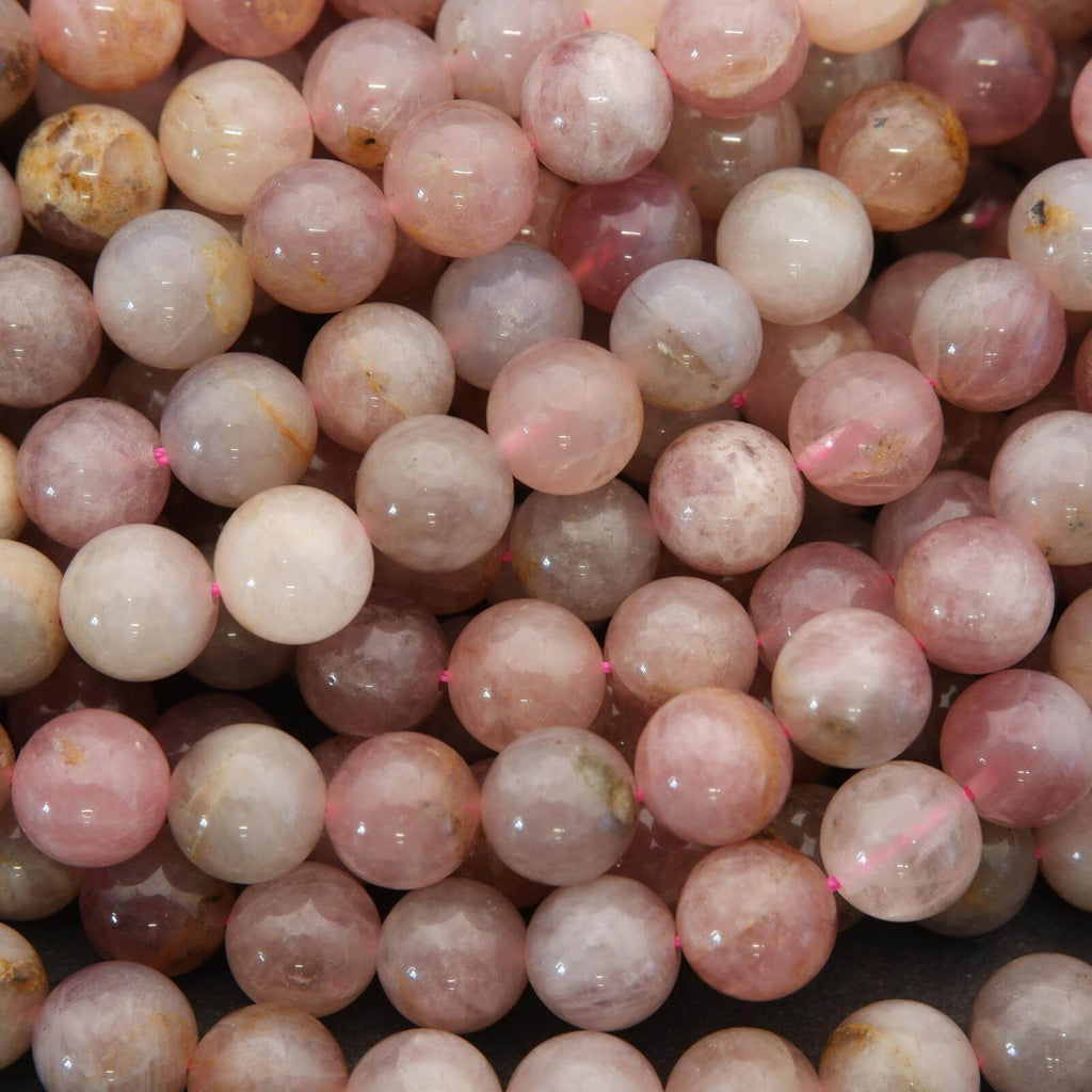 Close-up of pink and white marbled beads