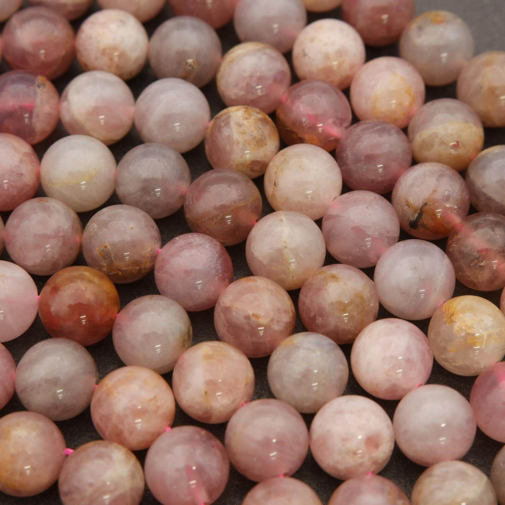 Close-up of pink and brown marbled beads