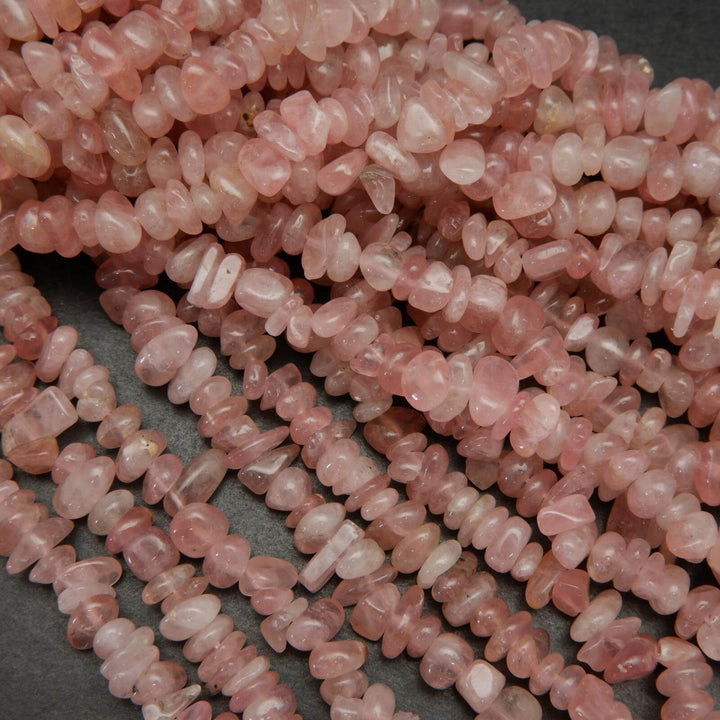 Pink rose quartz beads.