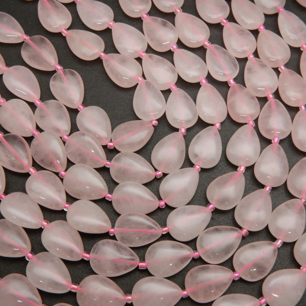 Rose quartz teardrop beads.