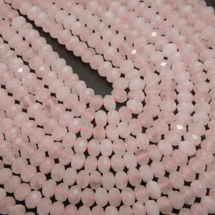 Pink rose quartz beads.