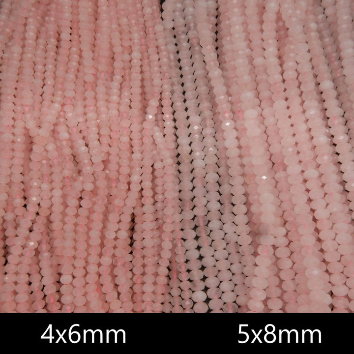 Pink rose quartz beads.