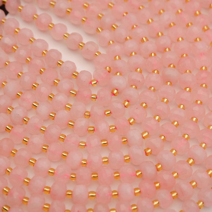 Rose Quartz · Faceted · Rondelle · 6x8mm, Tejas Beads, Beads