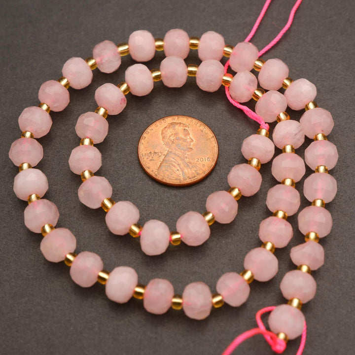 Rose Quartz · Faceted · Rondelle · 6x8mm, Tejas Beads, Beads