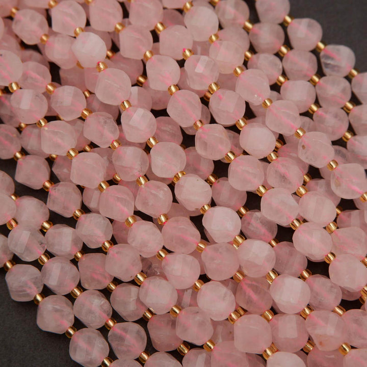 Rose Quartz · Faceted · Spiral Sphere · 8mm, 10mm, Tejas Beads, Beads