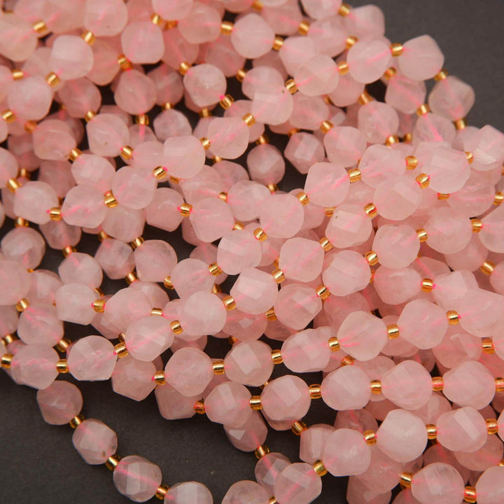 Rose Quartz · Faceted · Spiral Sphere · 8mm, 10mm, Tejas Beads, Beads