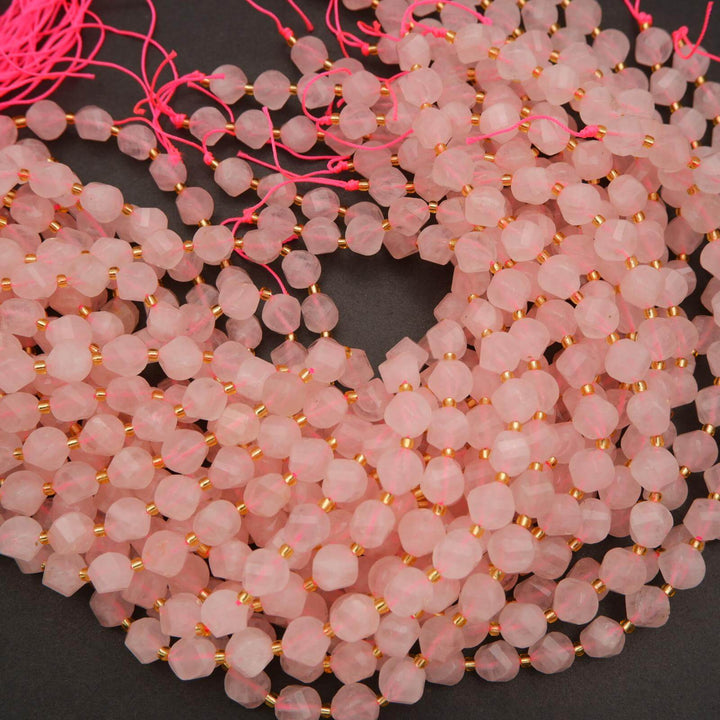 Rose Quartz · Faceted · Spiral Sphere · 8mm, 10mm, Tejas Beads, Beads