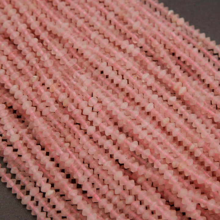 Rose Quartz · Microfaceted · Saucer · 3.5mm, Tejas Beads, Beads