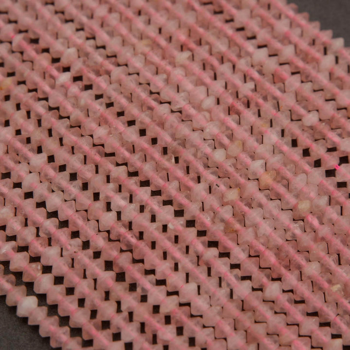 Rose Quartz · Microfaceted · Saucer · 3.5mm, Tejas Beads, Beads