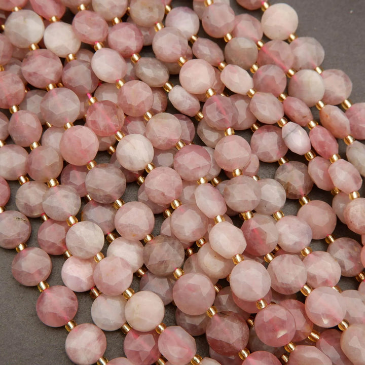 Madagascar Rose Quartz · Faceted · Coin · 10mm, 12mm, Tejas Beads, Beads
