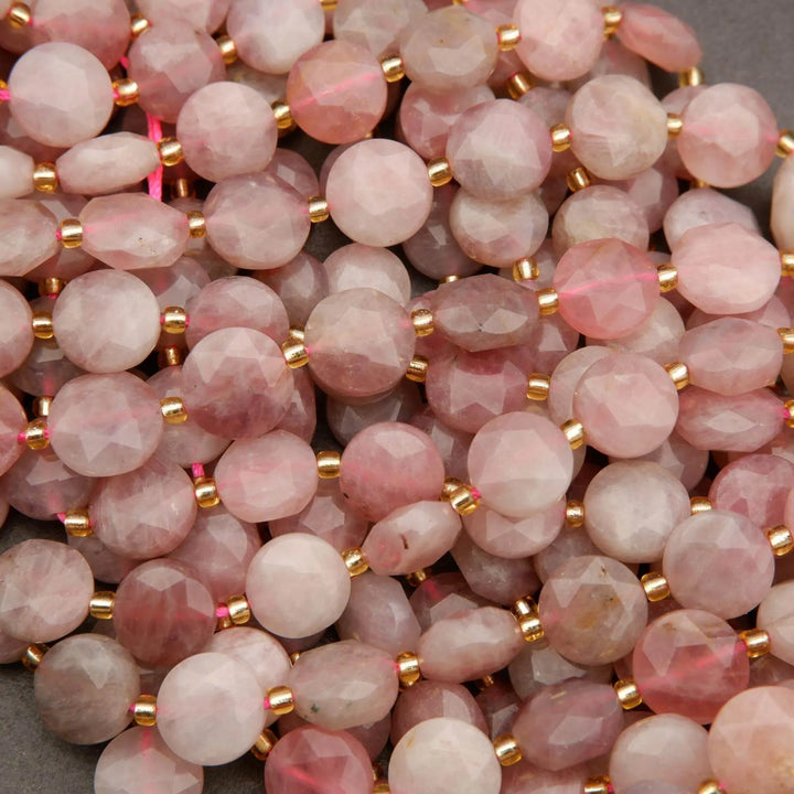 Madagascar Rose Quartz · Faceted · Coin · 10mm, 12mm, Tejas Beads, Beads