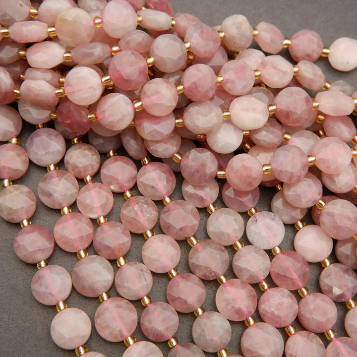 Madagascar Rose Quartz · Faceted · Coin · 10mm, 12mm, Tejas Beads, Beads