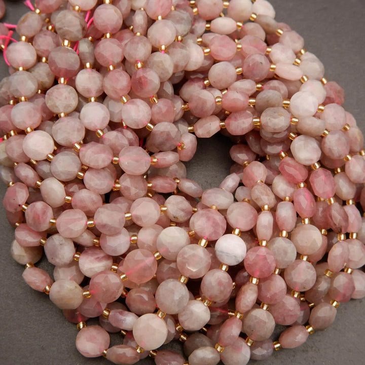 Madagascar Rose Quartz · Faceted · Coin · 10mm, 12mm, Tejas Beads, Beads