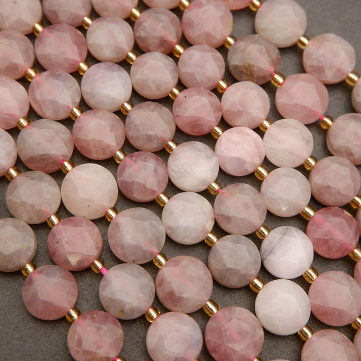 Madagascar Rose Quartz · Faceted · Coin · 10mm, 12mm, Tejas Beads, Beads