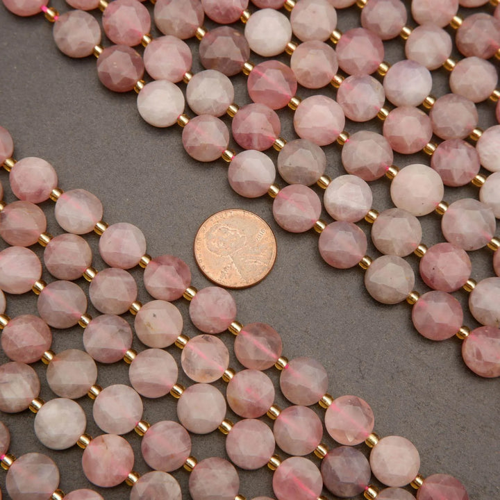 Madagascar Rose Quartz · Faceted · Coin · 10mm, 12mm, Tejas Beads, Beads