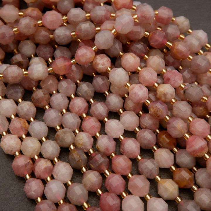 Madagascar Rose Quartz · Faceted · Prism · 8.5mm, 9mm, Tejas Beads, Beads