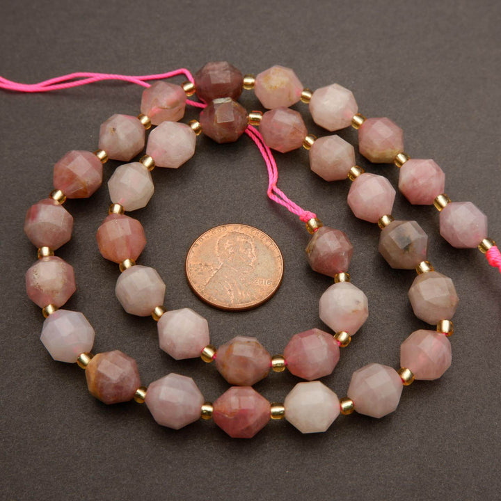 Madagascar Rose Quartz · Faceted · Prism · 8.5mm, 9mm, Tejas Beads, Beads