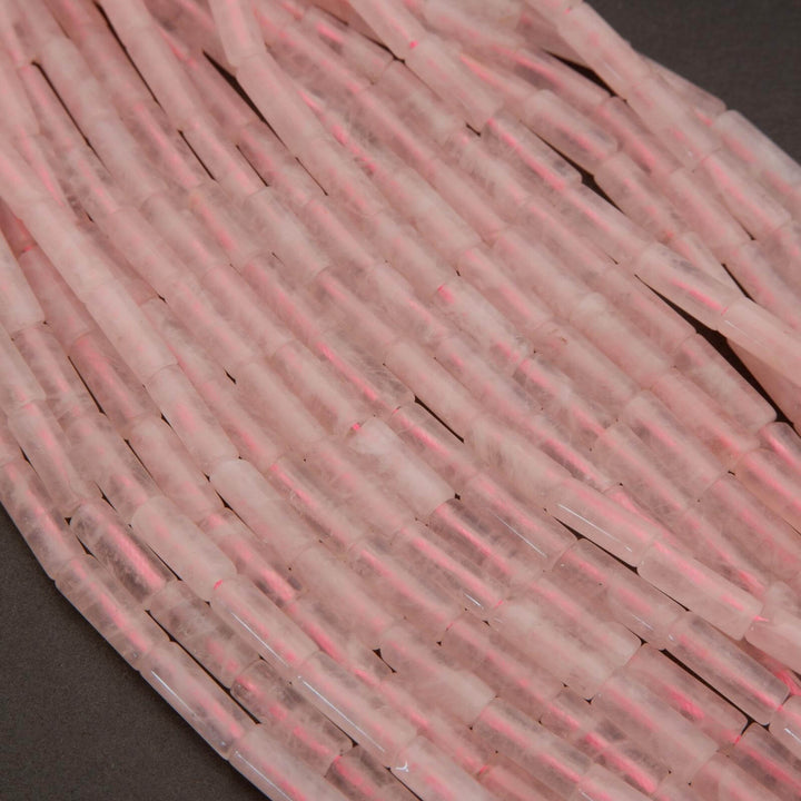 Rose Quartz · Smooth · Tube · 5mm, Tejas Beads, Beads