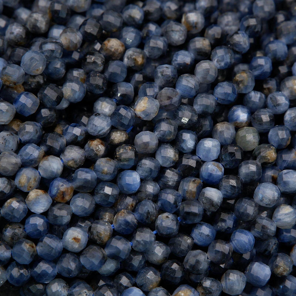 Close-up of blue faceted beads