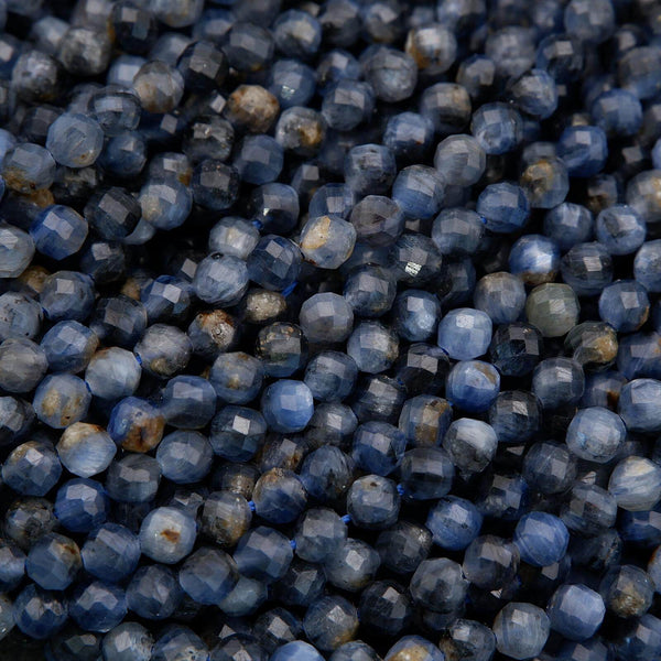 Close-up of blue faceted beads