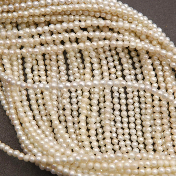 Freshwater Pearl A · Round · White · 3mm, Tejas Beads, Beads
