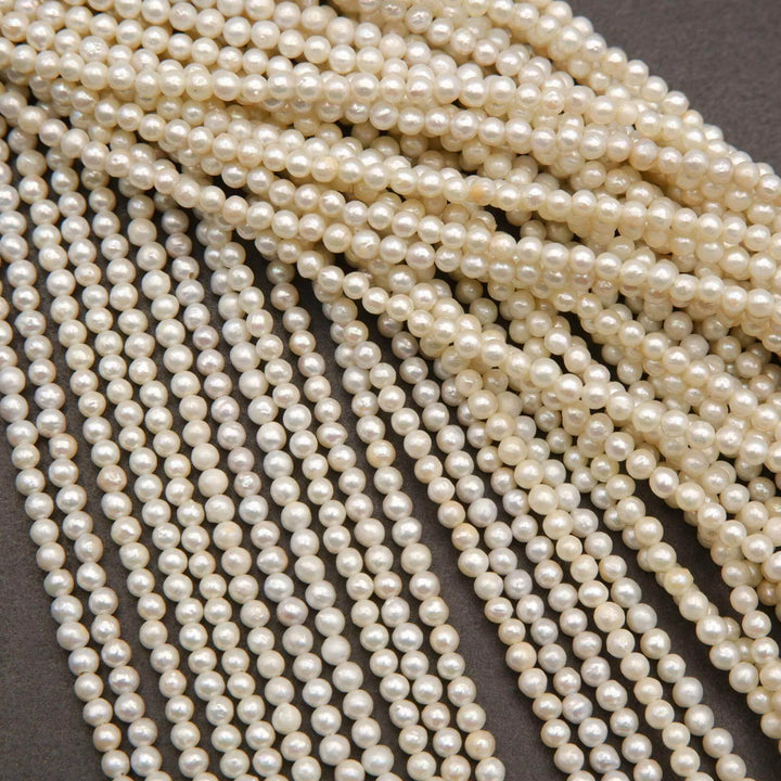 Freshwater Pearl A · Round · White · 3mm, Tejas Beads, Beads