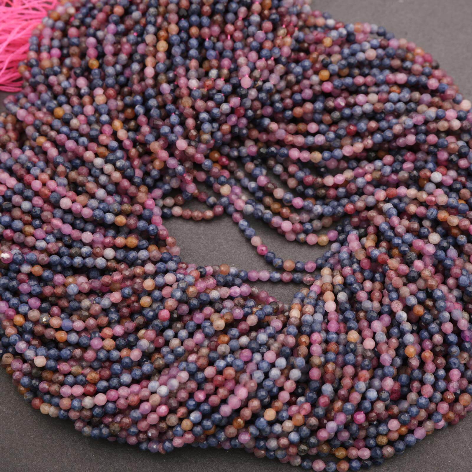 Ruby & Sapphire · Microfaceted · Round · 2.5mm– Tejas Beads