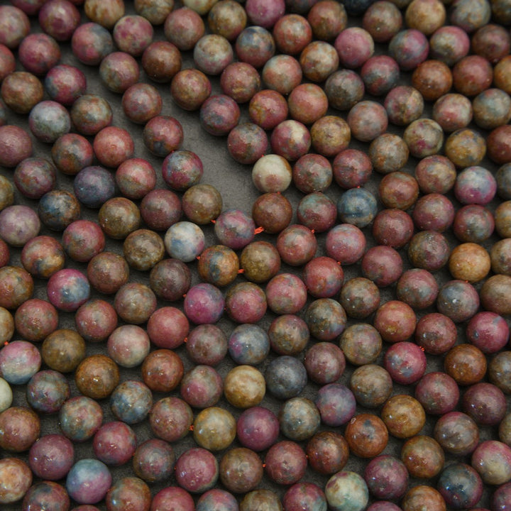 Polished ruby kyanite stone bead strands