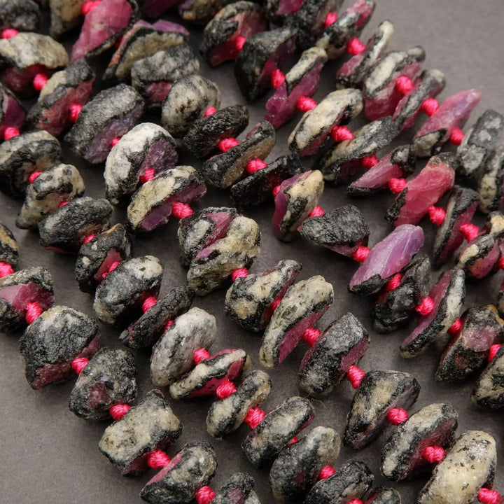 Ruby · Rough Raw · Freeform Slices · 12mm, 14mm, 16mm, 18mm, Tejas Beads, Beads