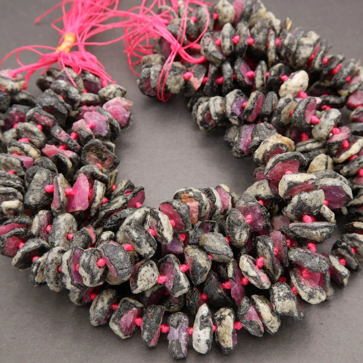 Ruby · Rough Raw · Freeform Slices · 12mm, 14mm, 16mm, 18mm, Tejas Beads, Beads
