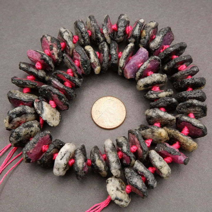 Ruby · Rough Raw · Freeform Slices · 12mm, 14mm, 16mm, 18mm, Tejas Beads, Beads