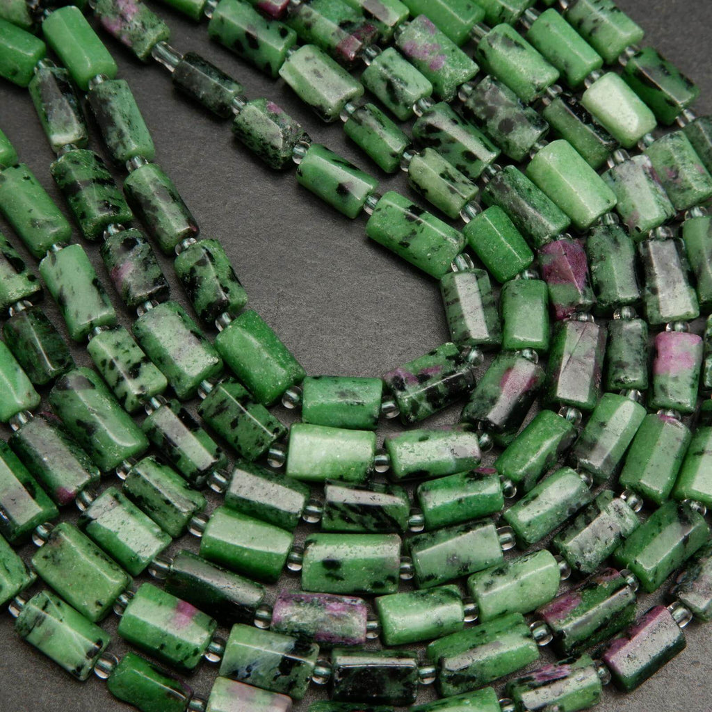 Purple and green ruby zoisite beads.