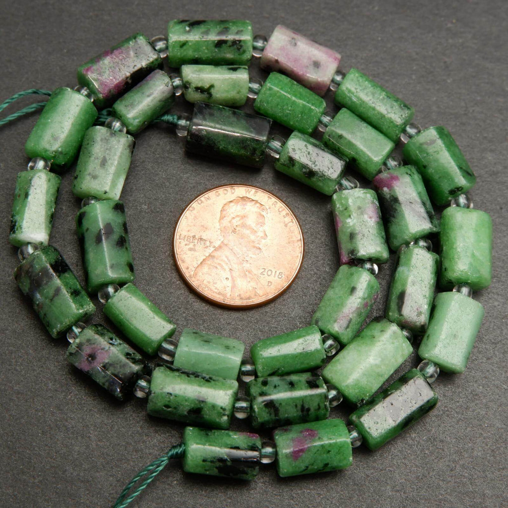 Purple and green ruby zoisite beads.