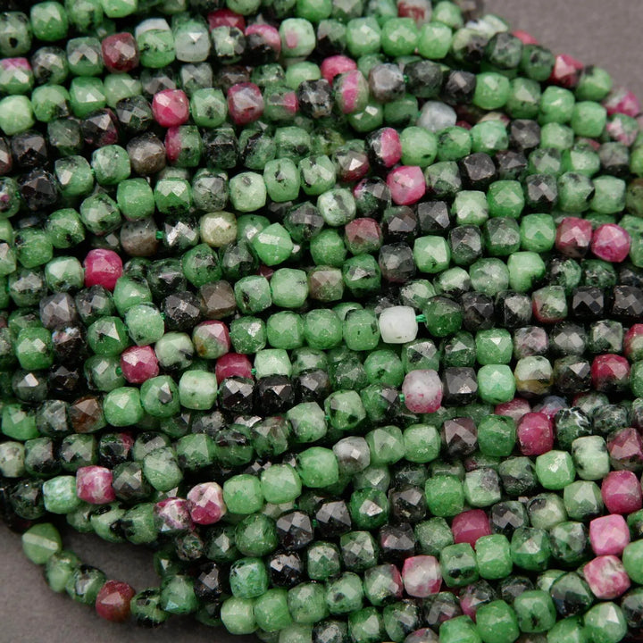 Ruby Zoisite · Microfaceted · Cube · 4mm, Tejas Beads, Beads