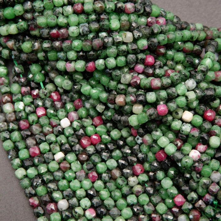 Ruby Zoisite · Microfaceted · Cube · 4mm, Tejas Beads, Beads