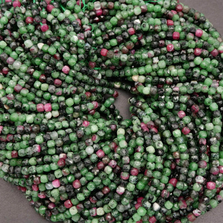 Ruby Zoisite · Microfaceted · Cube · 4mm, Tejas Beads, Beads