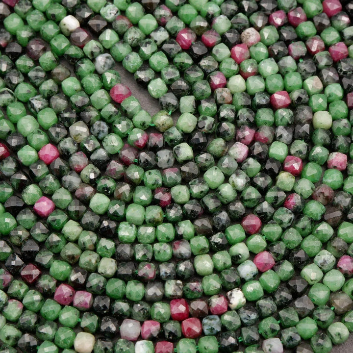 Ruby Zoisite · Microfaceted · Cube · 4mm, Tejas Beads, Beads