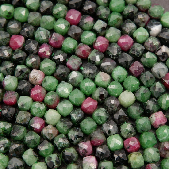 Ruby Zoisite · Microfaceted · Cube · 4mm, Tejas Beads, Beads