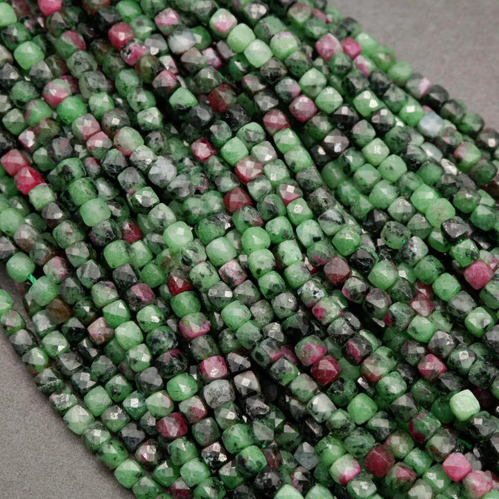 Ruby Zoisite · Microfaceted · Cube · 4mm, Tejas Beads, Beads