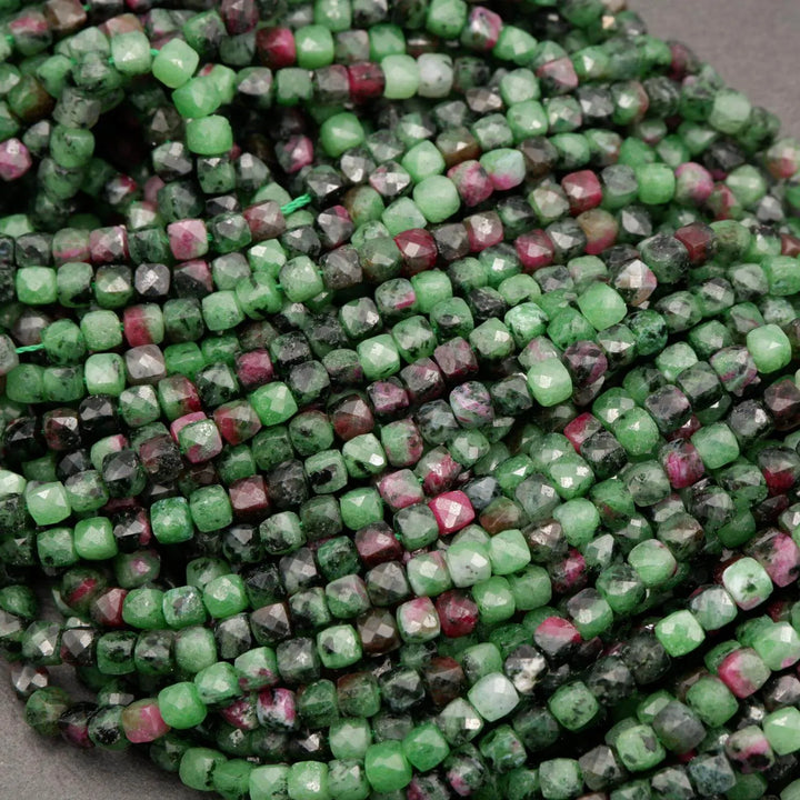 Ruby Zoisite · Microfaceted · Cube · 4mm, Tejas Beads, Beads