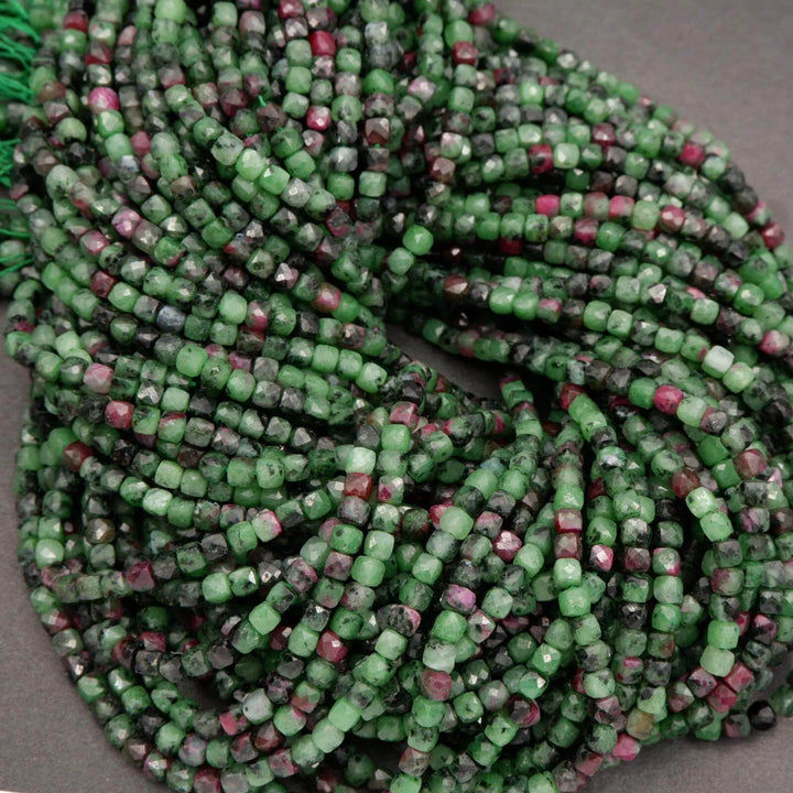 Ruby Zoisite · Microfaceted · Cube · 4mm, Tejas Beads, Beads