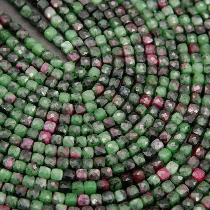 Ruby Zoisite · Microfaceted · Cube · 4mm, Tejas Beads, Beads