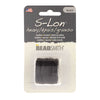 The Beadsmith S-Lon Heavy Twisted Bead Cord in black, displayed in its original retail packaging for kumihimo, macrame, and jewelry making.