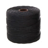 View of black S-Lon TEX 210 nylon bead cord wound around a spool.