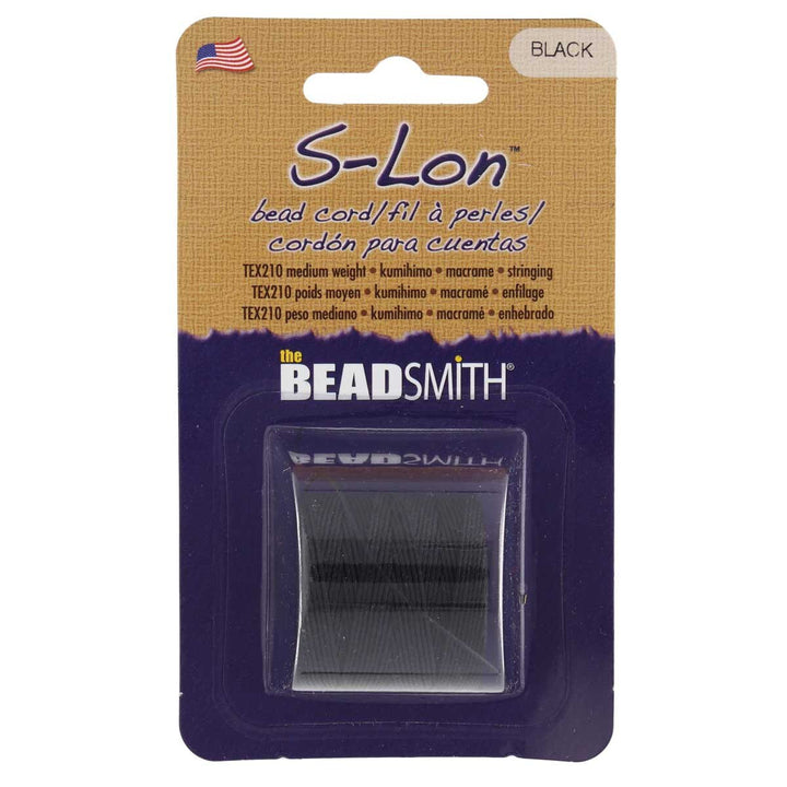 Beadsmith S-Lon bead cord spool in black, twisted bonded nylon, photo 4 of 4