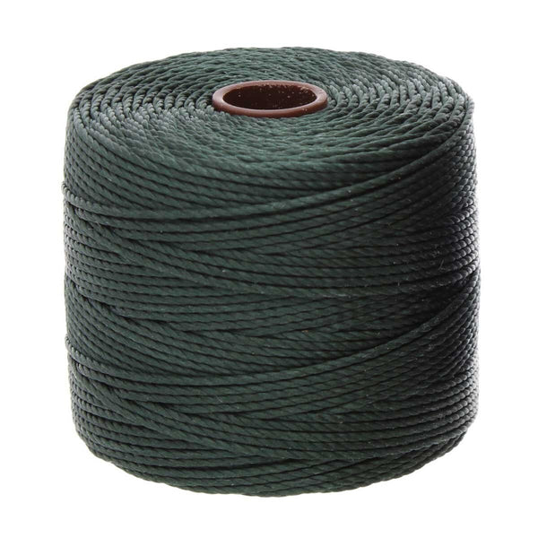 Spool of evergreen S-Lon Bead Cord Tex 210 nylon beading cord, 77 yards