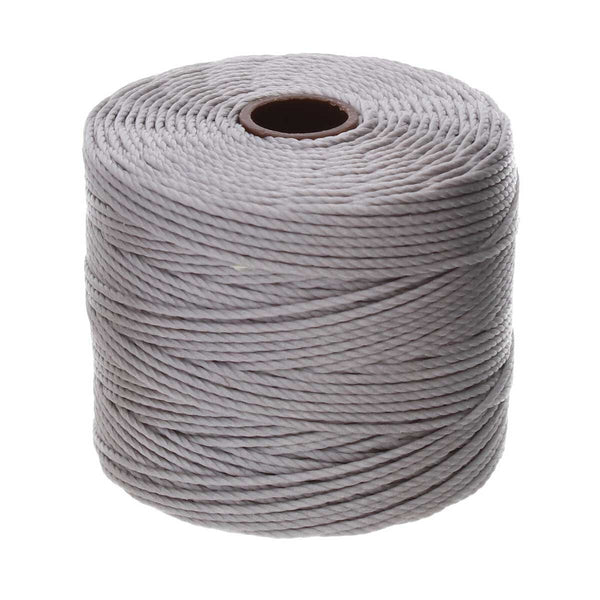 Spool of silver S-Lon Bead Cord Tex 210 nylon beading cord, 77 yards