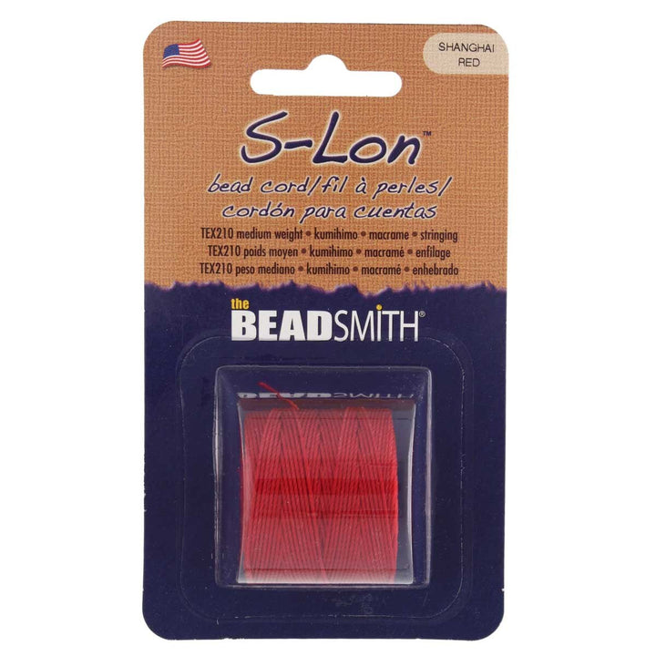 Shanghai red 0.5mm S-Lon Bead Cord for kumihimo and macrame