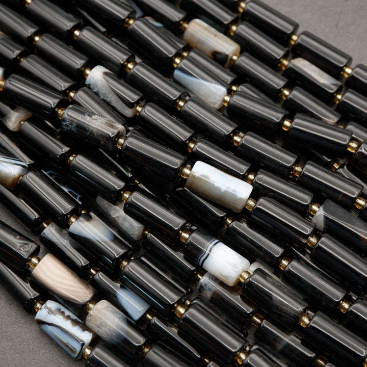 Black Sardonyx · Smooth · Cylinder Tube · 6mm, 8mm, Tejas Beads, Beads
